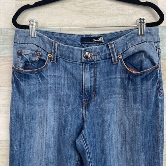 SEVEN7 Studio Mid Rise Bootcut Jeans Medium Wash Stretch Denim Womens 8 - Picture 2 of 5